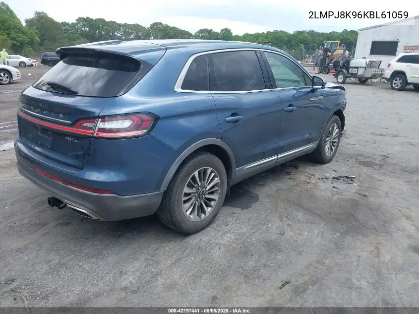 2019 Lincoln Nautilus Select VIN: 2LMPJ8K96KBL61059 Lot: 42197441