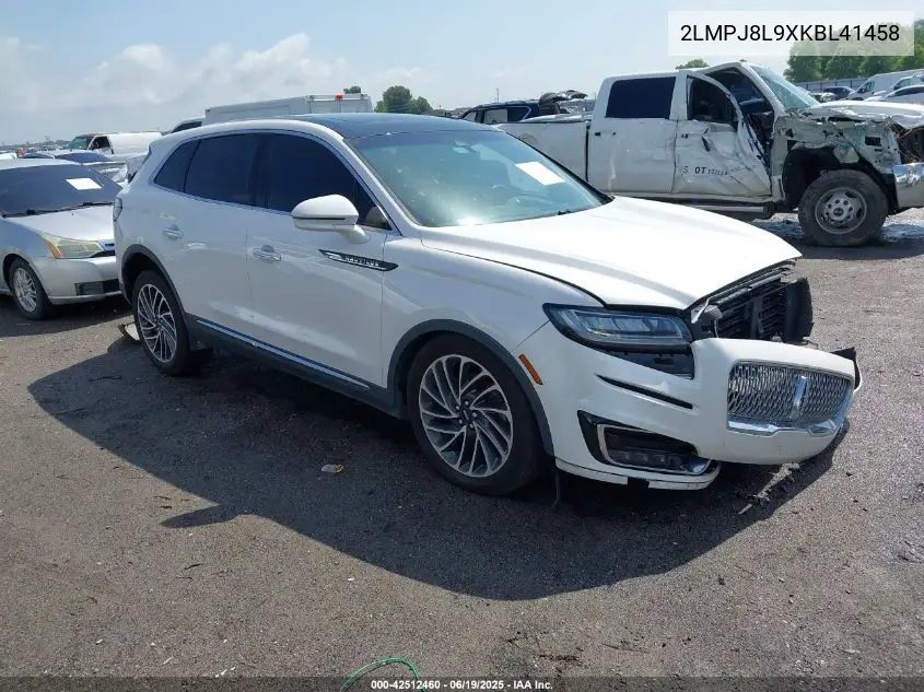 2019 Lincoln Nautilus Reserve VIN: 2LMPJ8L9XKBL41458 Lot: 42512460