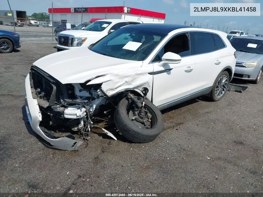 2019 Lincoln Nautilus Reserve VIN: 2LMPJ8L9XKBL41458 Lot: 42512460