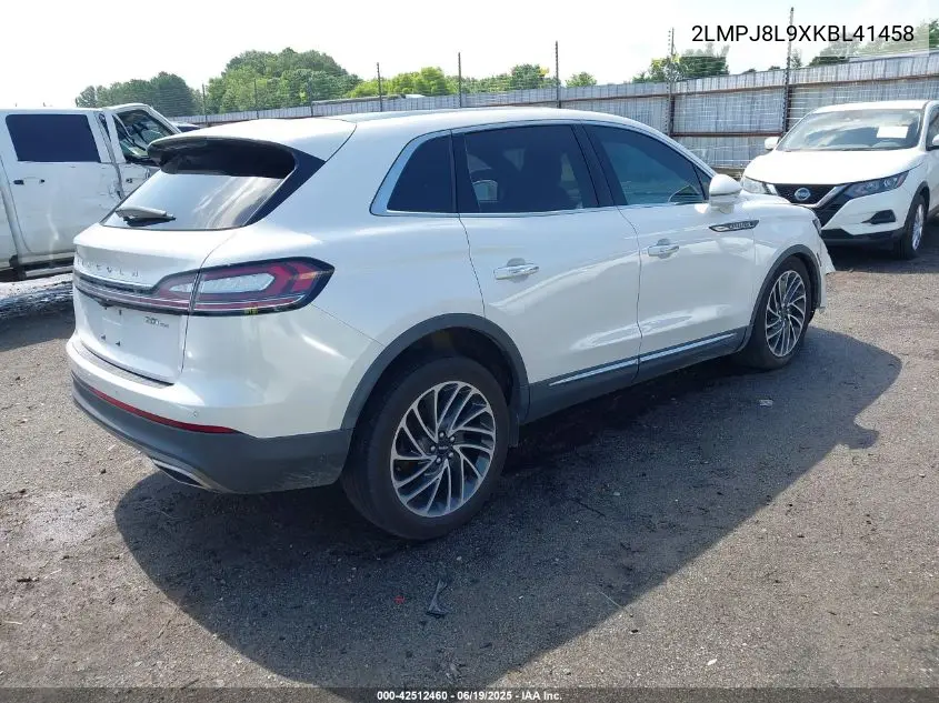 2019 Lincoln Nautilus Reserve VIN: 2LMPJ8L9XKBL41458 Lot: 42512460