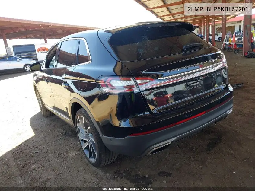 2019 Lincoln Nautilus Reserve VIN: 2LMPJ8LP6KBL67201 Lot: 42549993