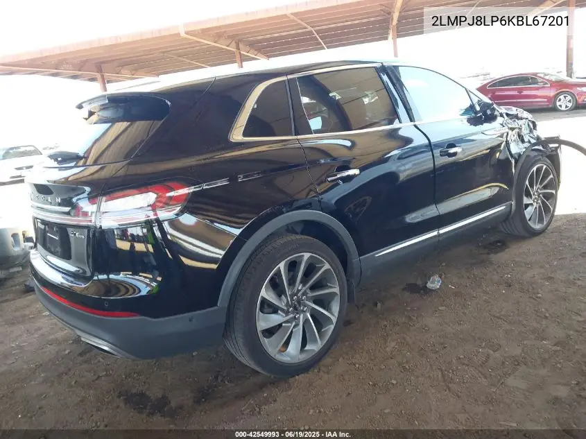 2019 Lincoln Nautilus Reserve VIN: 2LMPJ8LP6KBL67201 Lot: 42549993