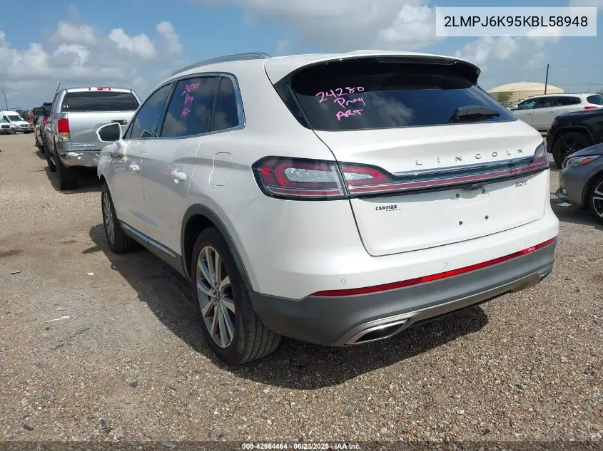 2019 Lincoln Nautilus Select VIN: 2LMPJ6K95KBL58948 Lot: 42564464