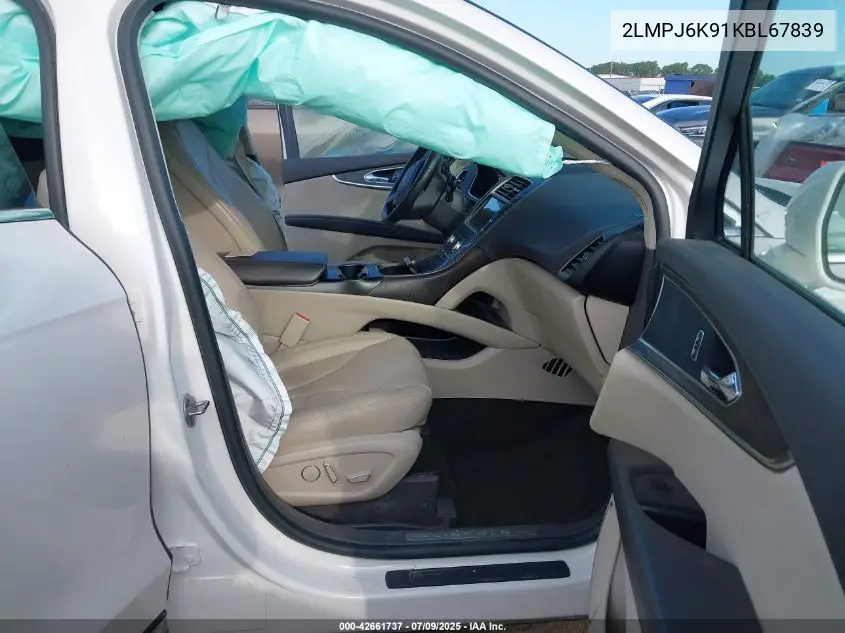 2019 Lincoln Nautilus Select VIN: 2LMPJ6K91KBL67839 Lot: 42661737