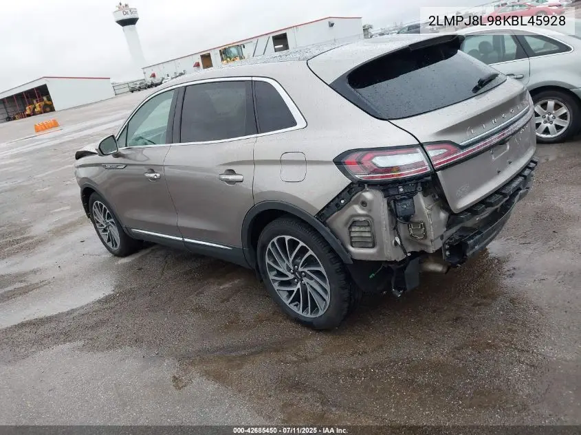 2019 Lincoln Nautilus Reserve VIN: 2LMPJ8L98KBL45928 Lot: 42685450
