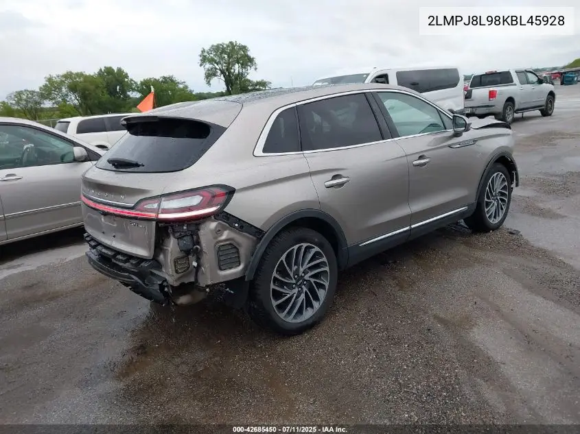 2019 Lincoln Nautilus Reserve VIN: 2LMPJ8L98KBL45928 Lot: 42685450