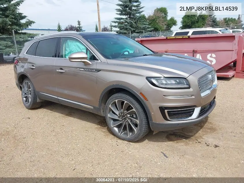 2020 Lincoln Nautilus Reserve VIN: 2LMPJ8KP5LBL14539 Lot: 30064203