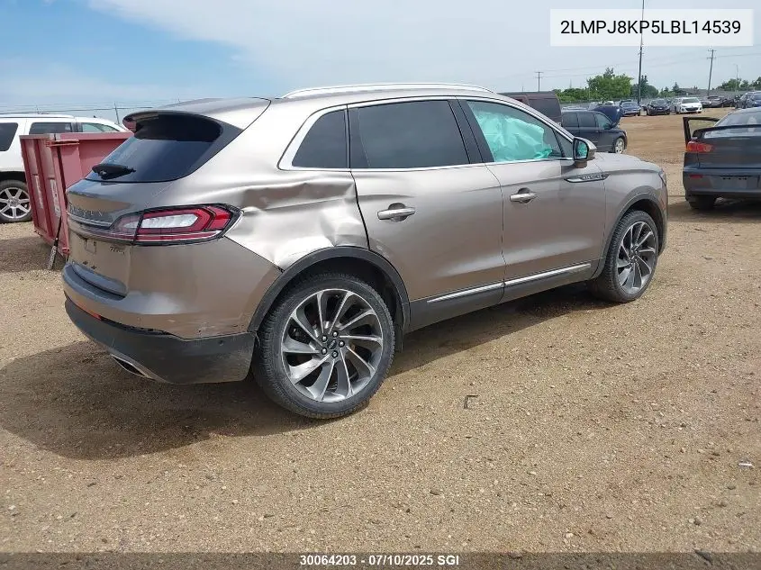 2020 Lincoln Nautilus Reserve VIN: 2LMPJ8KP5LBL14539 Lot: 30064203
