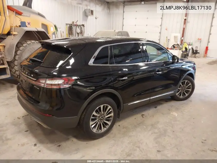 2020 Lincoln Nautilus Reserve VIN: 2LMPJ8K96LBL17130 Lot: 42134445