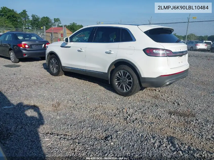 2020 Lincoln Nautilus Reserve VIN: 2LMPJ6K90LBL10484 Lot: 42612410
