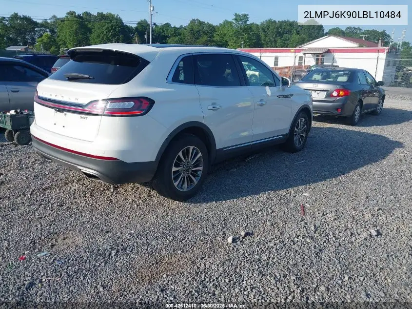 2020 Lincoln Nautilus Reserve VIN: 2LMPJ6K90LBL10484 Lot: 42612410