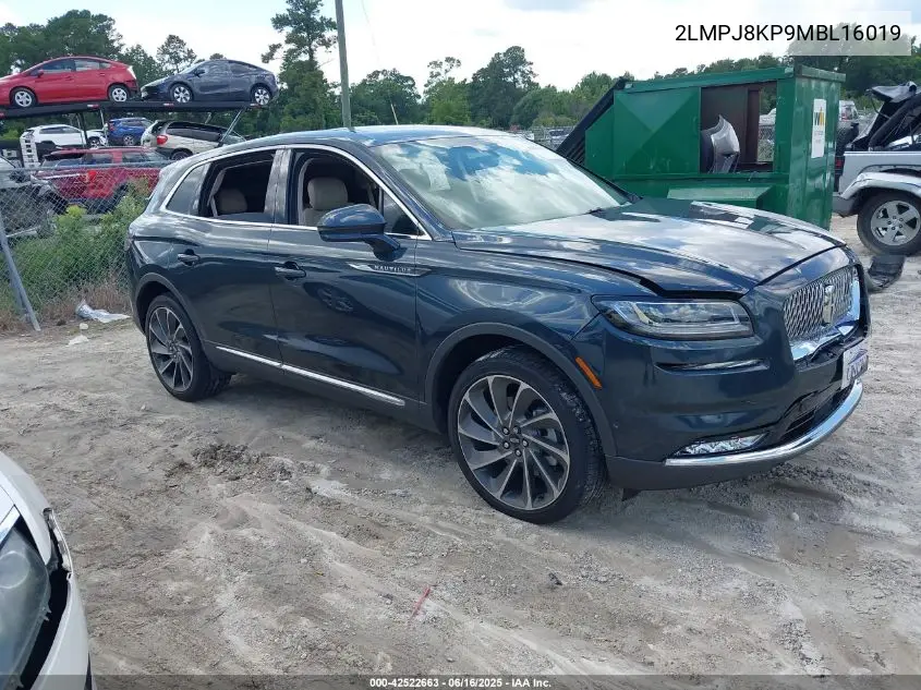 2021 Lincoln Nautilus Reserve VIN: 2LMPJ8KP9MBL16019 Lot: 42522663