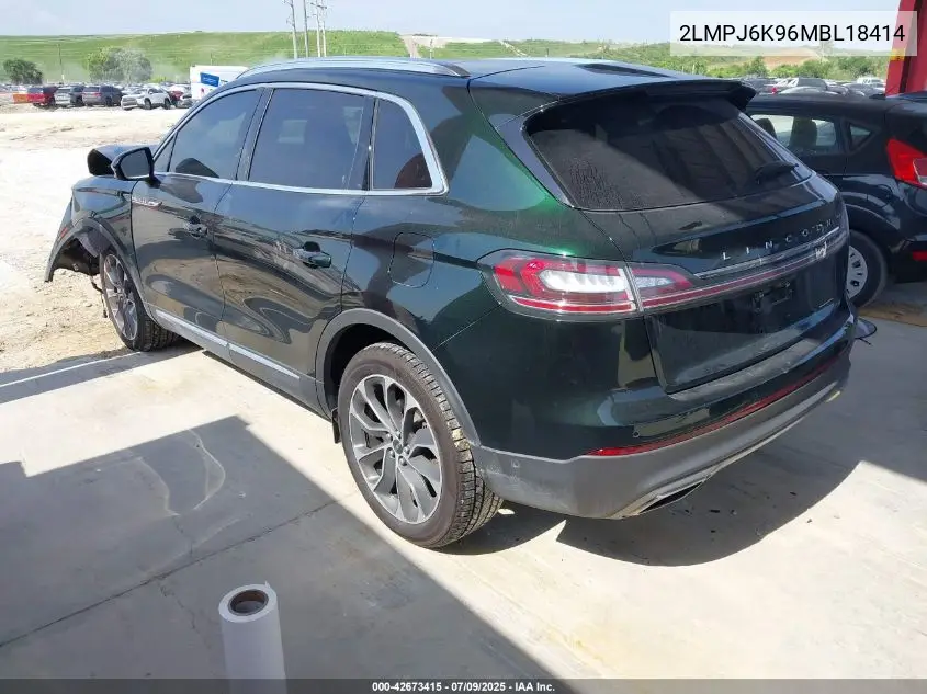 2021 Lincoln Nautilus Reserve VIN: 2LMPJ6K96MBL18414 Lot: 42673415