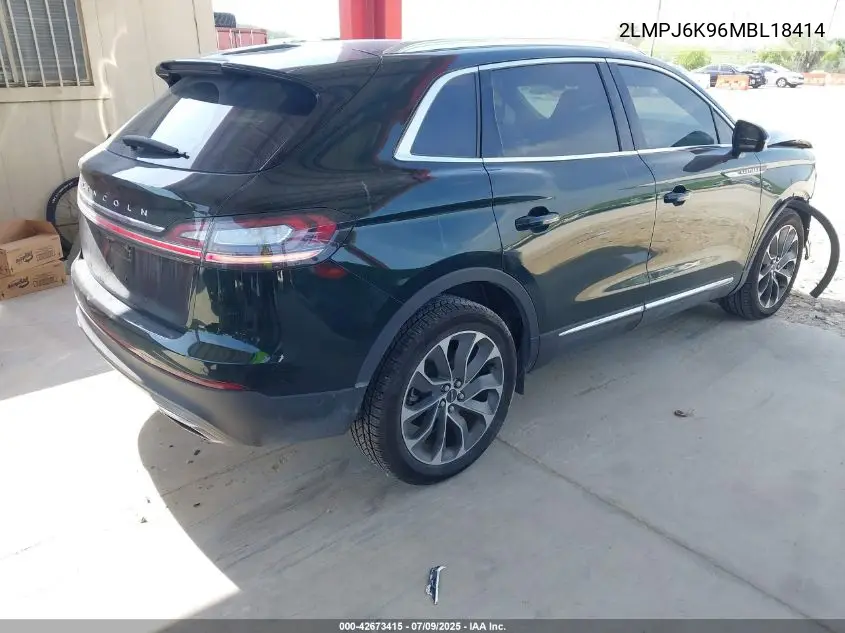 2021 Lincoln Nautilus Reserve VIN: 2LMPJ6K96MBL18414 Lot: 42673415