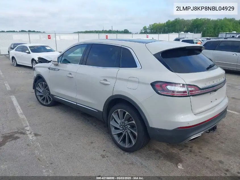 2022 Lincoln Nautilus Reserve VIN: 2LMPJ8KP8NBL04929 Lot: 42166590