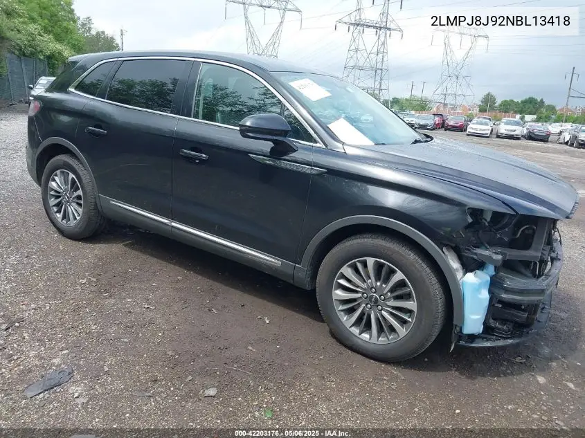 2022 Lincoln Nautilus Standard VIN: 2LMPJ8J92NBL13418 Lot: 42203176