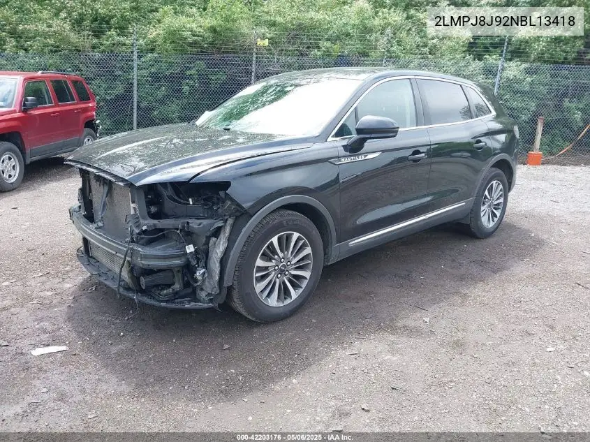 2022 Lincoln Nautilus Standard VIN: 2LMPJ8J92NBL13418 Lot: 42203176