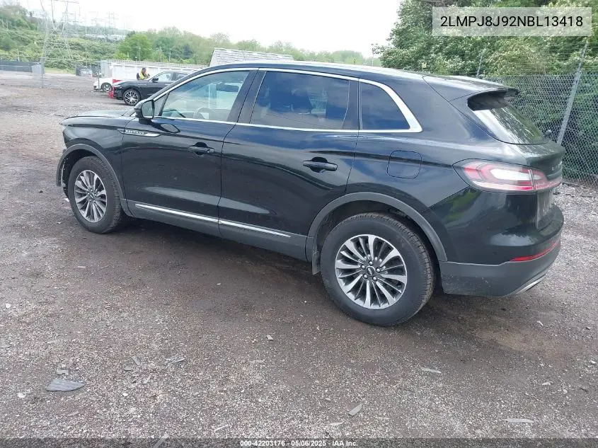 2022 Lincoln Nautilus Standard VIN: 2LMPJ8J92NBL13418 Lot: 42203176