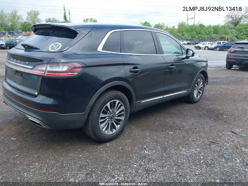 2022 Lincoln Nautilus Standard VIN: 2LMPJ8J92NBL13418 Lot: 42203176