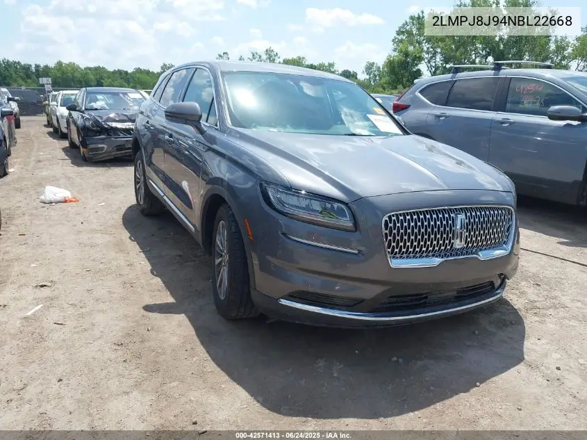 2022 Lincoln Nautilus Standard VIN: 2LMPJ8J94NBL22668 Lot: 42571413