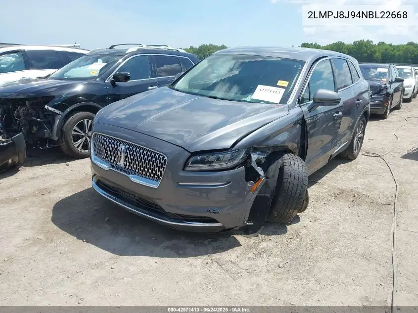 2022 Lincoln Nautilus Standard VIN: 2LMPJ8J94NBL22668 Lot: 42571413