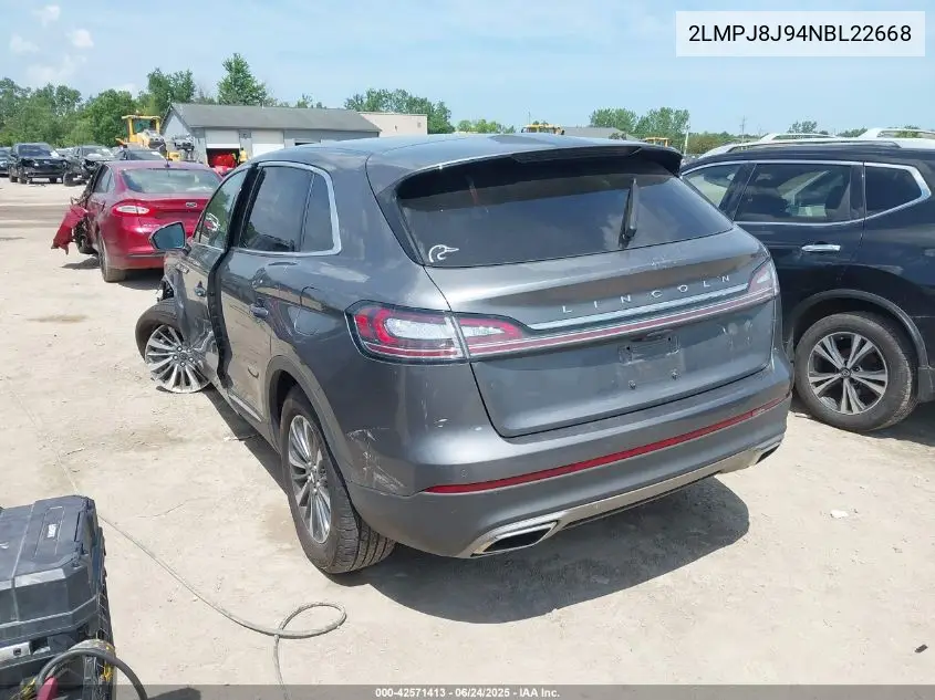 2022 Lincoln Nautilus Standard VIN: 2LMPJ8J94NBL22668 Lot: 42571413