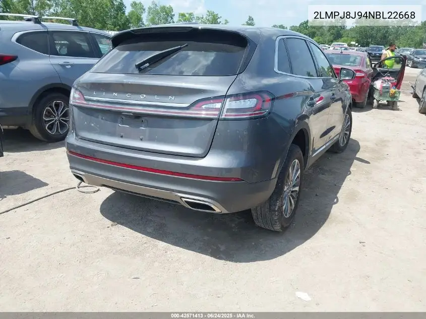 2022 Lincoln Nautilus Standard VIN: 2LMPJ8J94NBL22668 Lot: 42571413