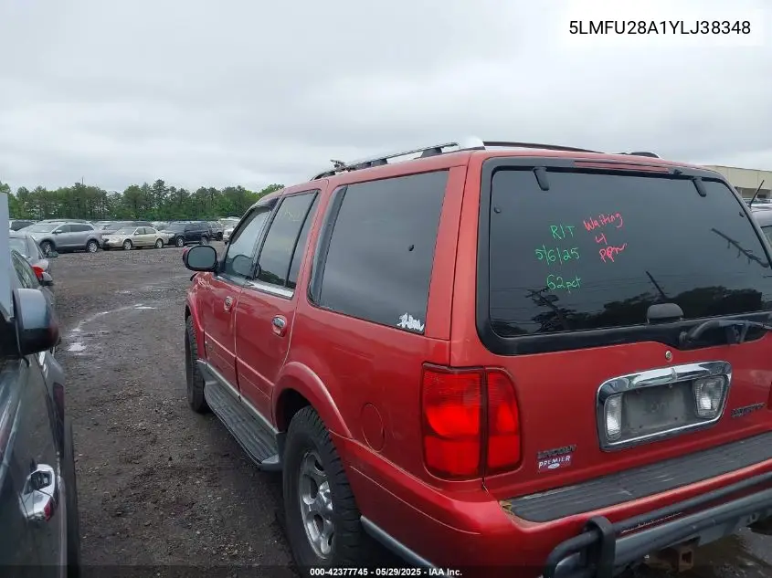2000 Lincoln Navigator VIN: 5LMFU28A1YLJ38348 Lot: 42377745