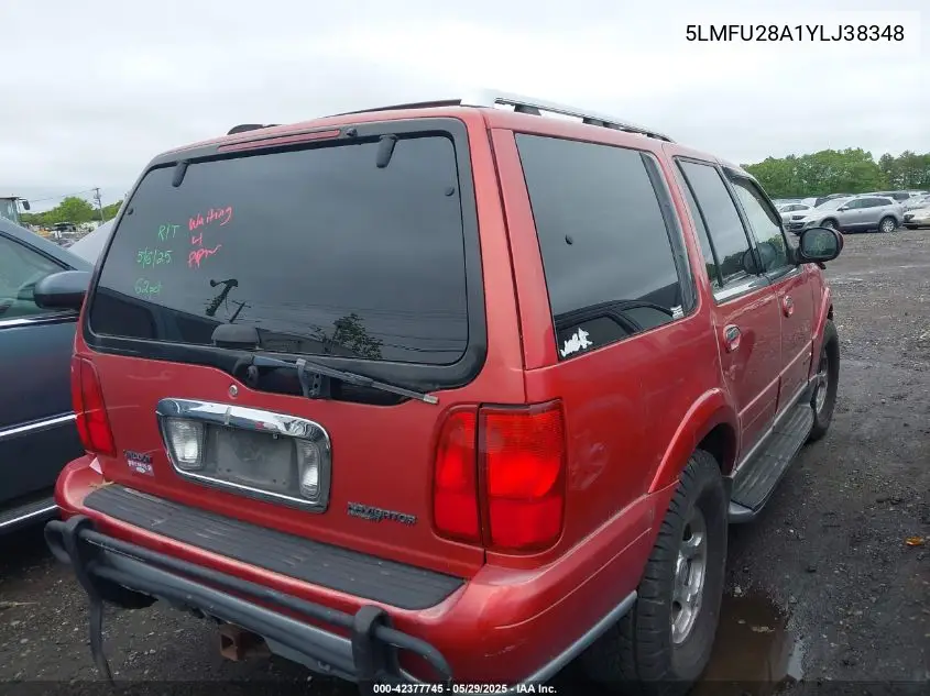 2000 Lincoln Navigator VIN: 5LMFU28A1YLJ38348 Lot: 42377745