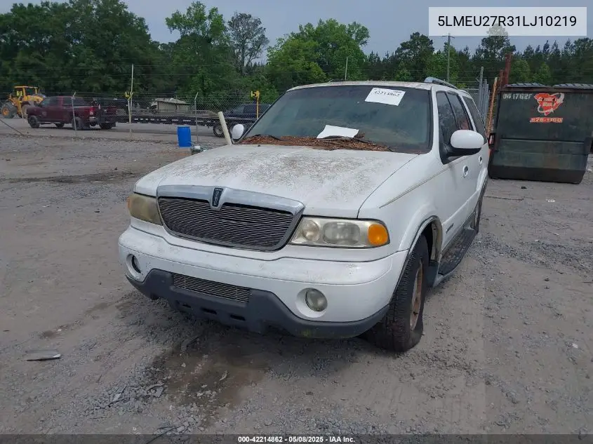 2001 Lincoln Navigator VIN: 5LMEU27R31LJ10219 Lot: 42214862