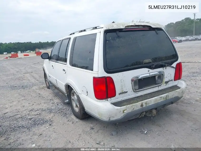 2001 Lincoln Navigator VIN: 5LMEU27R31LJ10219 Lot: 42214862