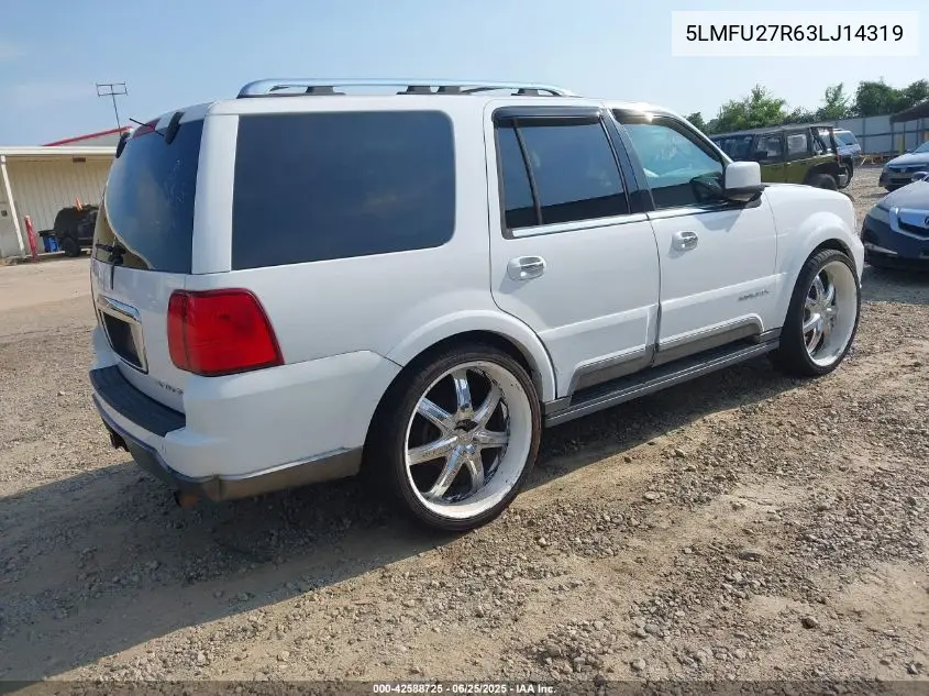 2003 Lincoln Navigator VIN: 5LMFU27R63LJ14319 Lot: 42588725