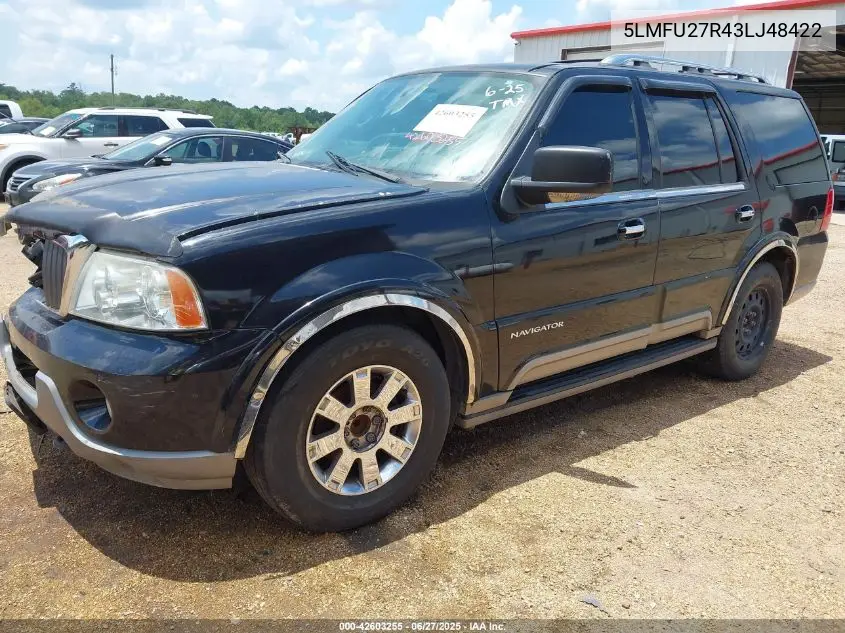 2003 Lincoln Navigator VIN: 5LMFU27R43LJ48422 Lot: 42603255