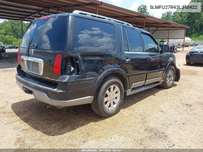 2003 Lincoln Navigator VIN: 5LMFU27R43LJ48422 Lot: 42603255