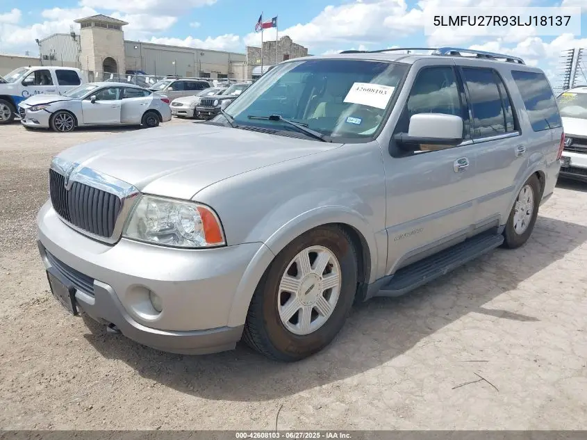 2003 Lincoln Navigator VIN: 5LMFU27R93LJ18137 Lot: 42608103