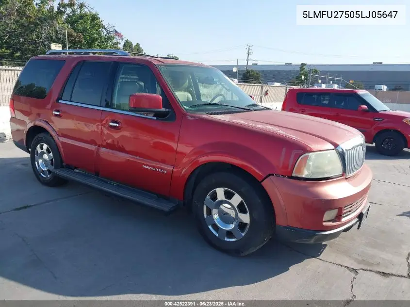 2005 Lincoln Navigator VIN: 5LMFU27505LJ05647 Lot: 42522391