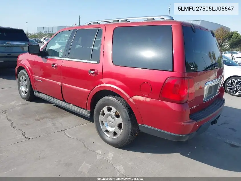 2005 Lincoln Navigator VIN: 5LMFU27505LJ05647 Lot: 42522391
