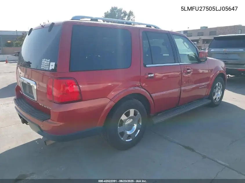 2005 Lincoln Navigator VIN: 5LMFU27505LJ05647 Lot: 42522391