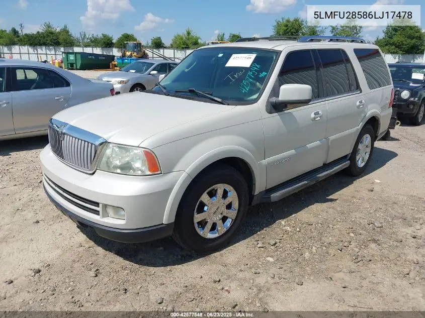 2006 Lincoln Navigator Luxury/Ultimate VIN: 5LMFU28586LJ17478 Lot: 42577548