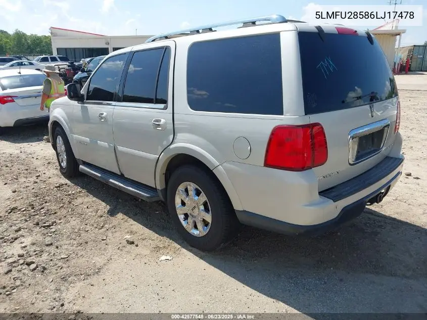 2006 Lincoln Navigator Luxury/Ultimate VIN: 5LMFU28586LJ17478 Lot: 42577548