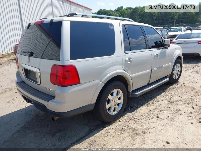 2006 Lincoln Navigator Luxury/Ultimate VIN: 5LMFU28586LJ17478 Lot: 42577548
