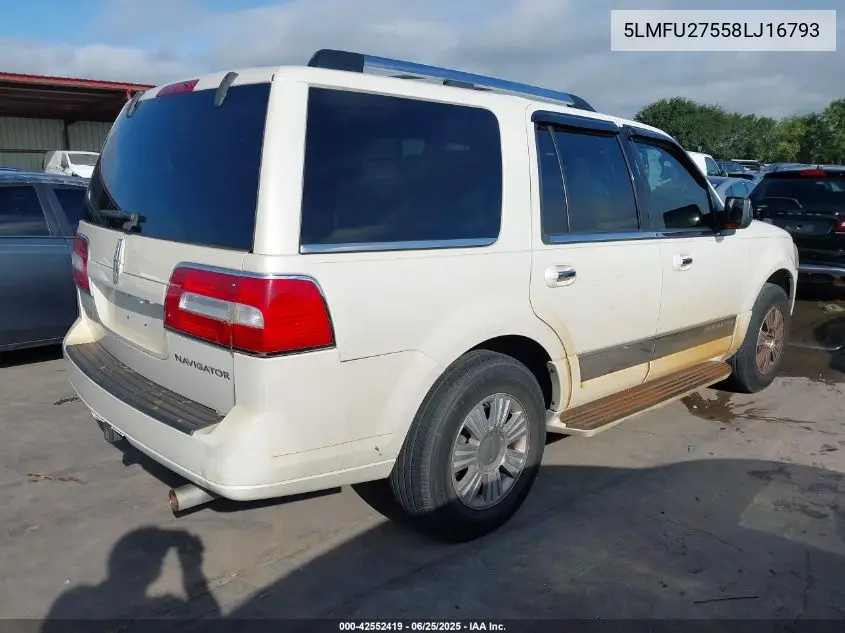 2008 Lincoln Navigator VIN: 5LMFU27558LJ16793 Lot: 42552419