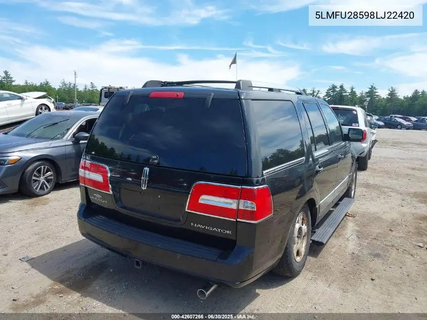 2008 Lincoln Navigator VIN: 5LMFU28598LJ22420 Lot: 42607266