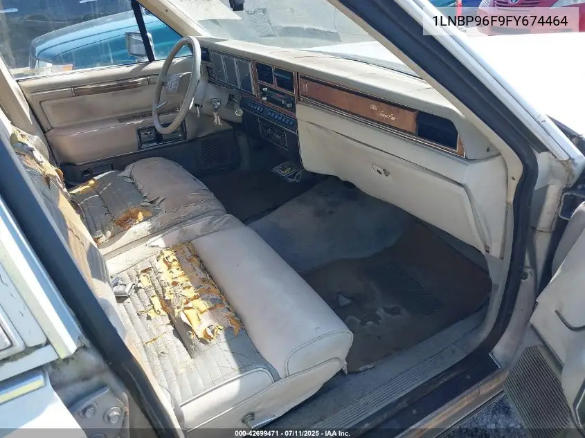 1985 Lincoln Town Car VIN: 1LNBP96F9FY674464 Lot: 42699471