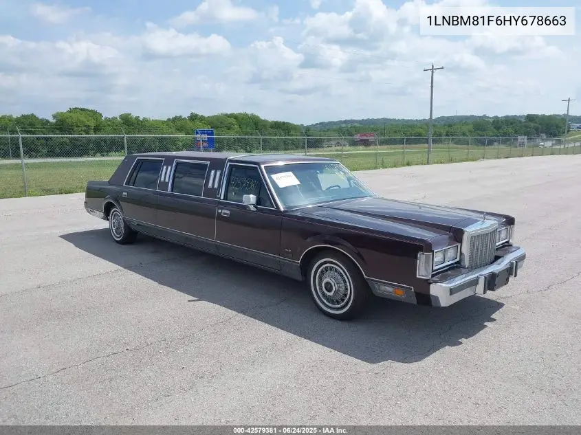 1987 Lincoln Town Car VIN: 1LNBM81F6HY678663 Lot: 42579381