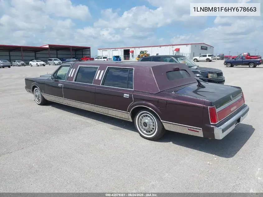 1987 Lincoln Town Car VIN: 1LNBM81F6HY678663 Lot: 42579381