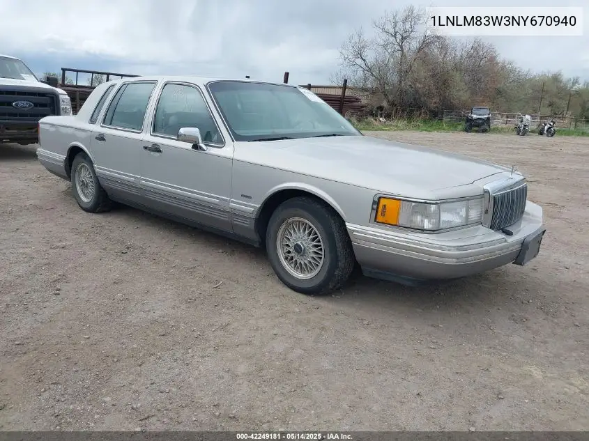 1992 Lincoln Town Car Cartier VIN: 1LNLM83W3NY670940 Lot: 42249181