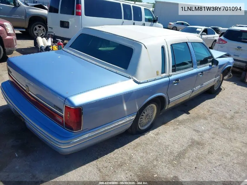 1994 Lincoln Town Car Executive VIN: 1LNLM81W3RY701094 Lot: 42385800