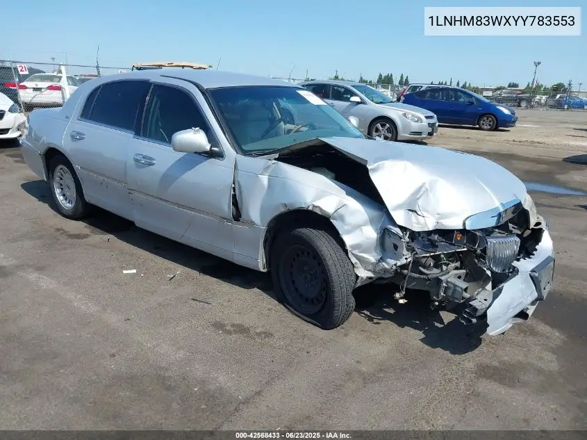 2000 Lincoln Town Car Cartier VIN: 1LNHM83WXYY783553 Lot: 42568433