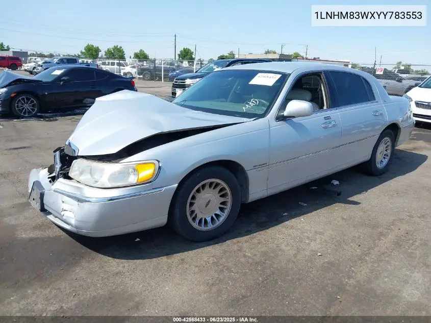 2000 Lincoln Town Car Cartier VIN: 1LNHM83WXYY783553 Lot: 42568433